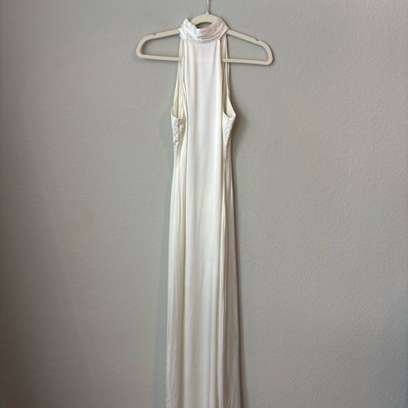 NEW NWT Meshki Claire White Satin Drape Back Maxi Dress - Picture 3 of 10